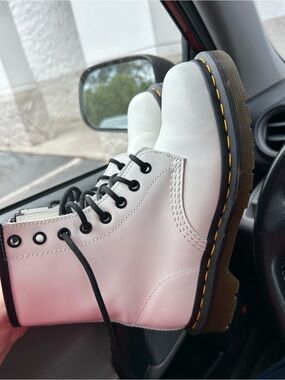 Dr Martens White Leather Combat Boots Utility Goth Grunge Whimsygoth